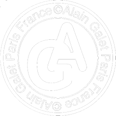 Alain Galet circle shaped white logo